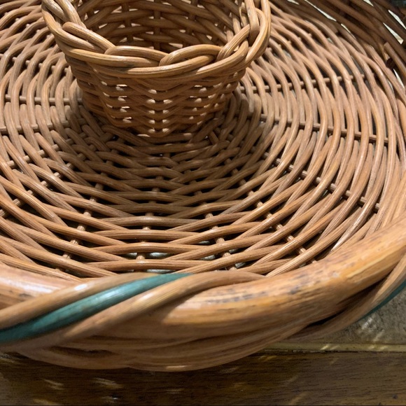 Pierre Large Heavy Duty Chip & Dip Brown with Green Wicker Basket - Picture 7 of 15